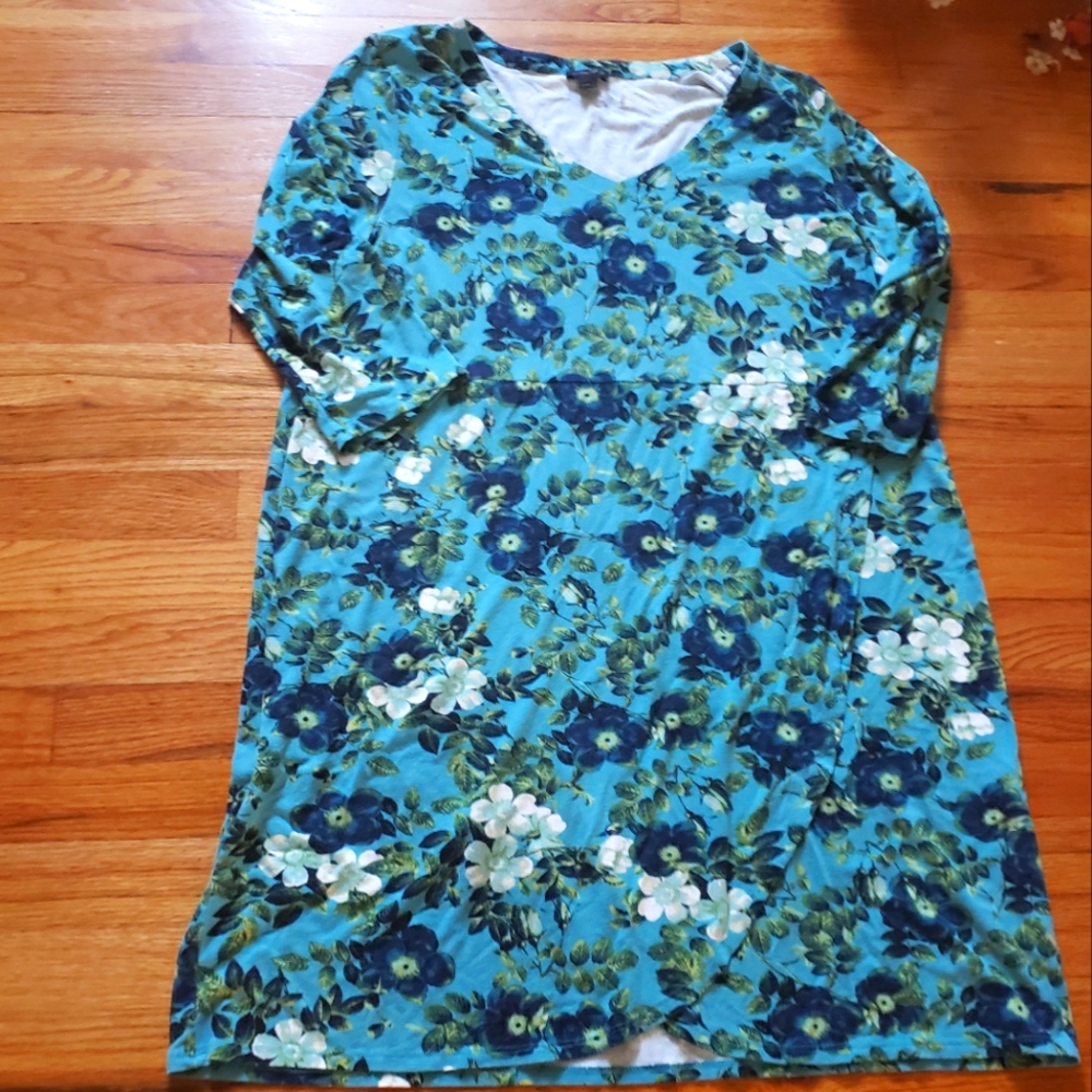 J.Jill Wearever Faux Wrap Womens  XL  Petite Floral V-Neck Midi Sheath Dress